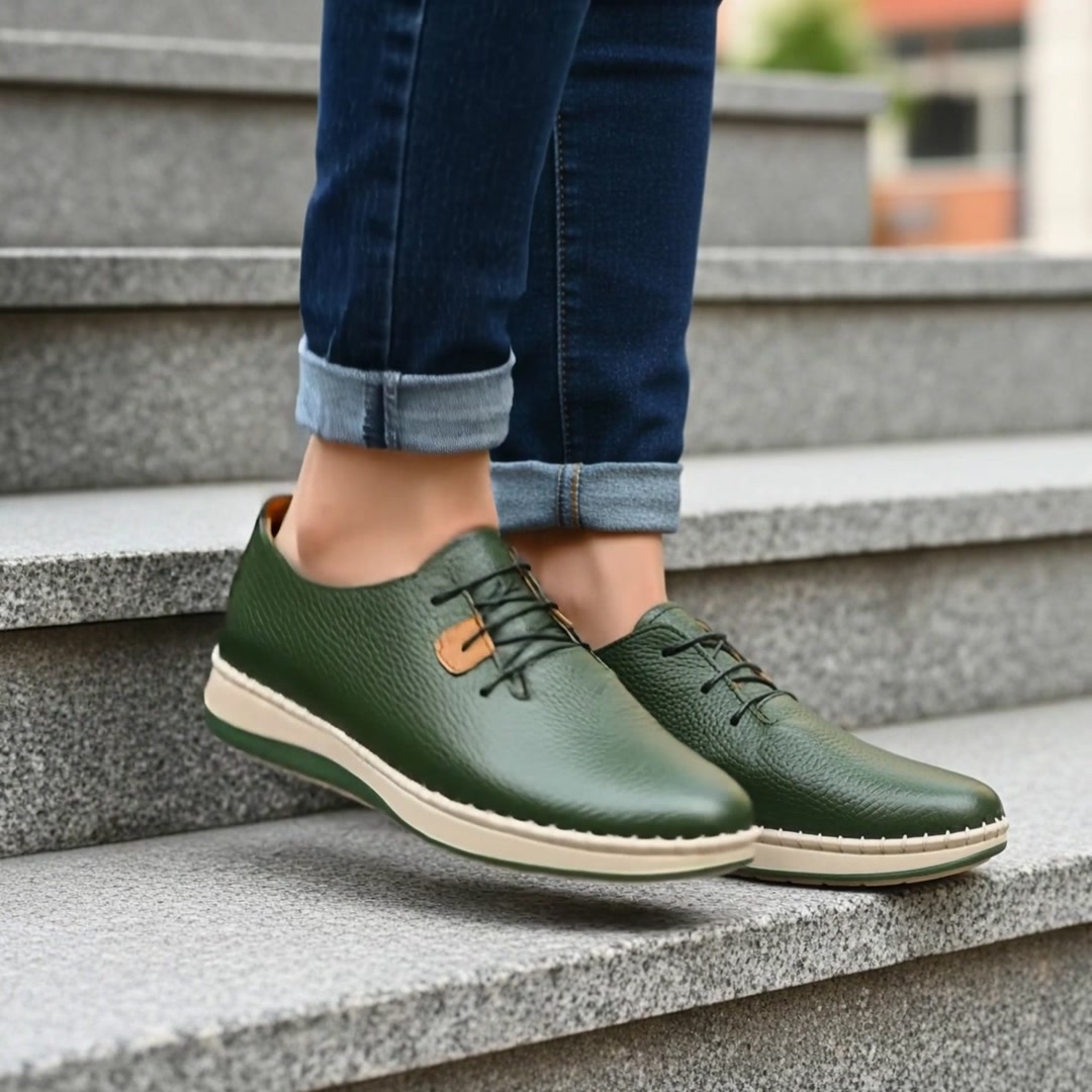 کفش چرم طبیعی زنانه مدل آنیس بندی